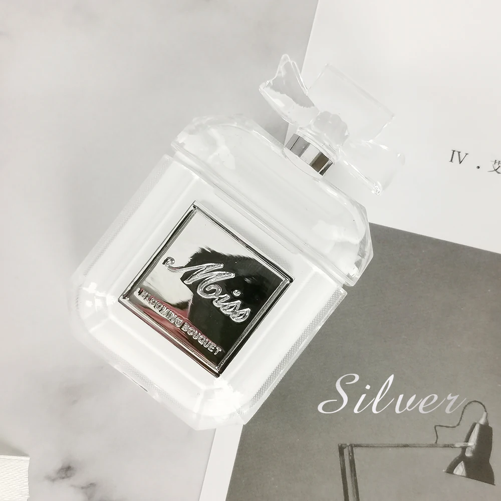 Силиконовый чехол, флакон духов, два цвета, для Airpods 2 1, защитный чехол для наушников, роскошный противоударный и прозрачный мягкий чехол из ТПУ - Цвет: Silver(Only shell)