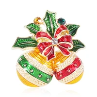 blucome christmas bells brooch colorful enamel corsage for women men kids sweater bag hijab pins casual jewelrynew year gifts
