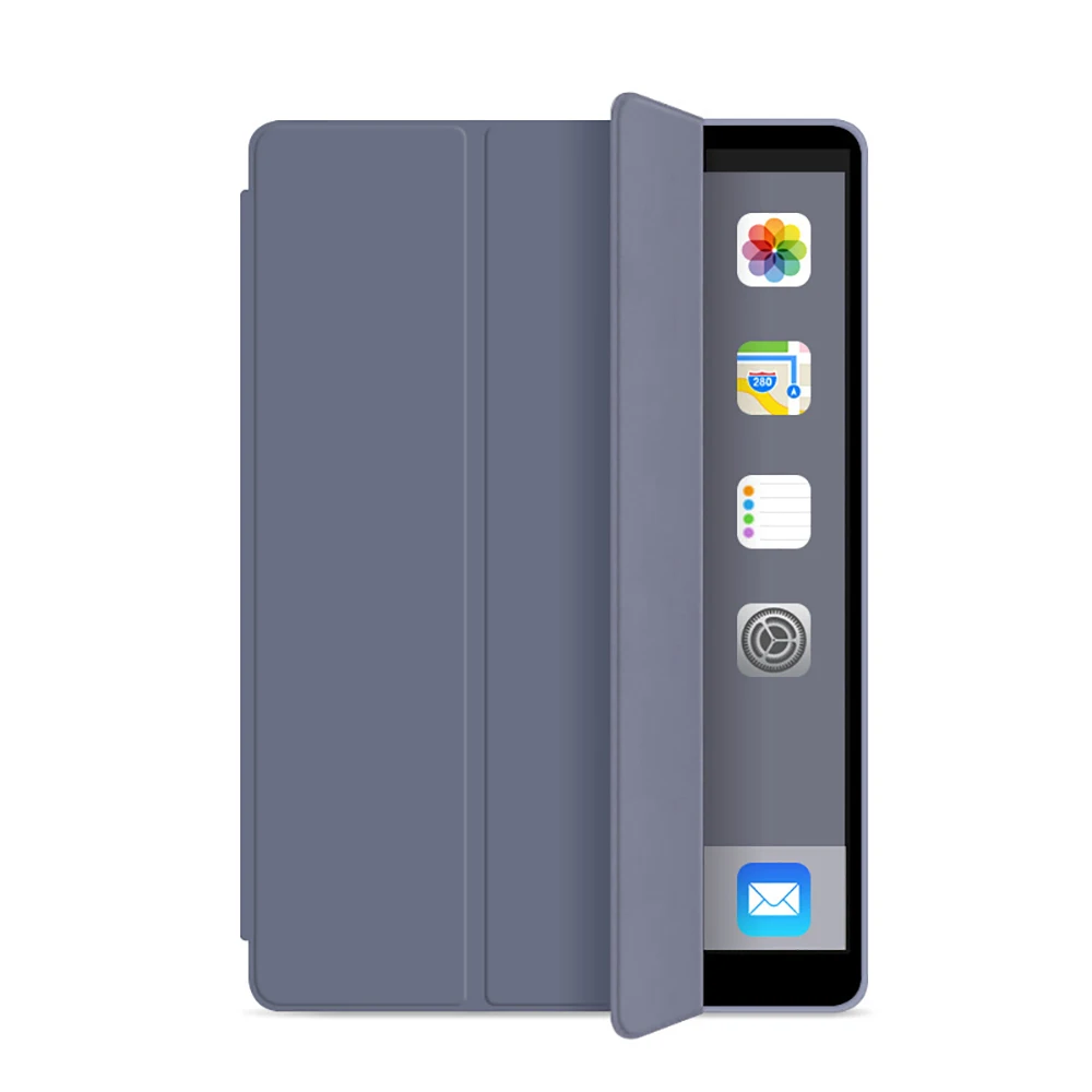 Lavender 7-го поколения, трехслойный смарт-чехол, funda для iPad, 10,2 дюймов, Автоматический Режим сна/пробуждения, светильник, весовая подставка, силиконовый чехол, A2200, A2198, A2197 - Цвет: Lavender