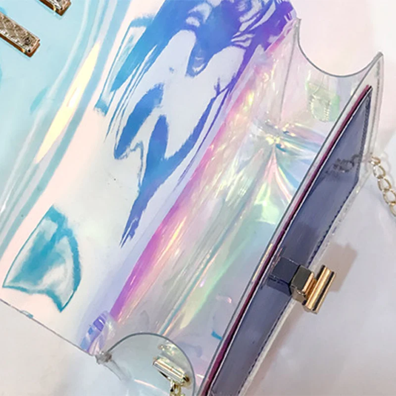 Fashion Women Colorful Jelly Shoulder Bag Girl Laser Holographic Transparent Handbag Crossbody Messenger Bags Mini Tote SS0424 | Багаж и