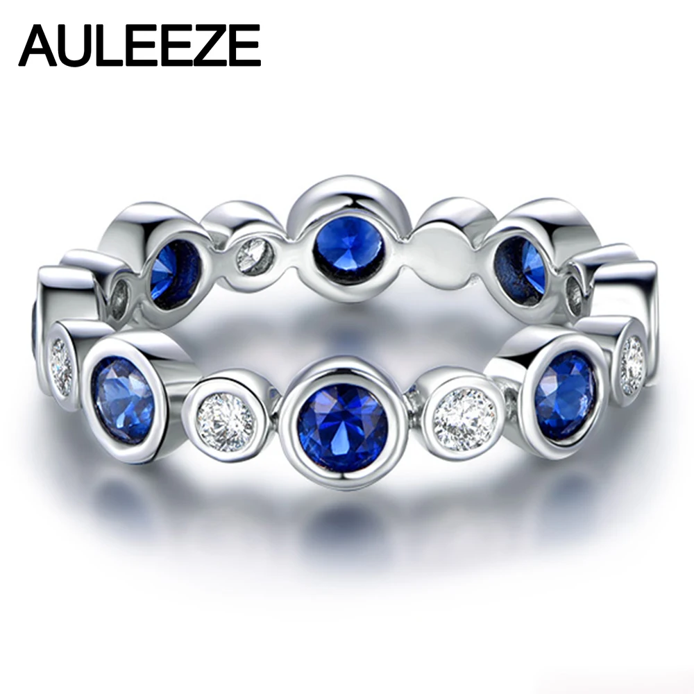 Женское Обручальное кольцо с натуральным сапфиром 18 К белое золото обручальное |