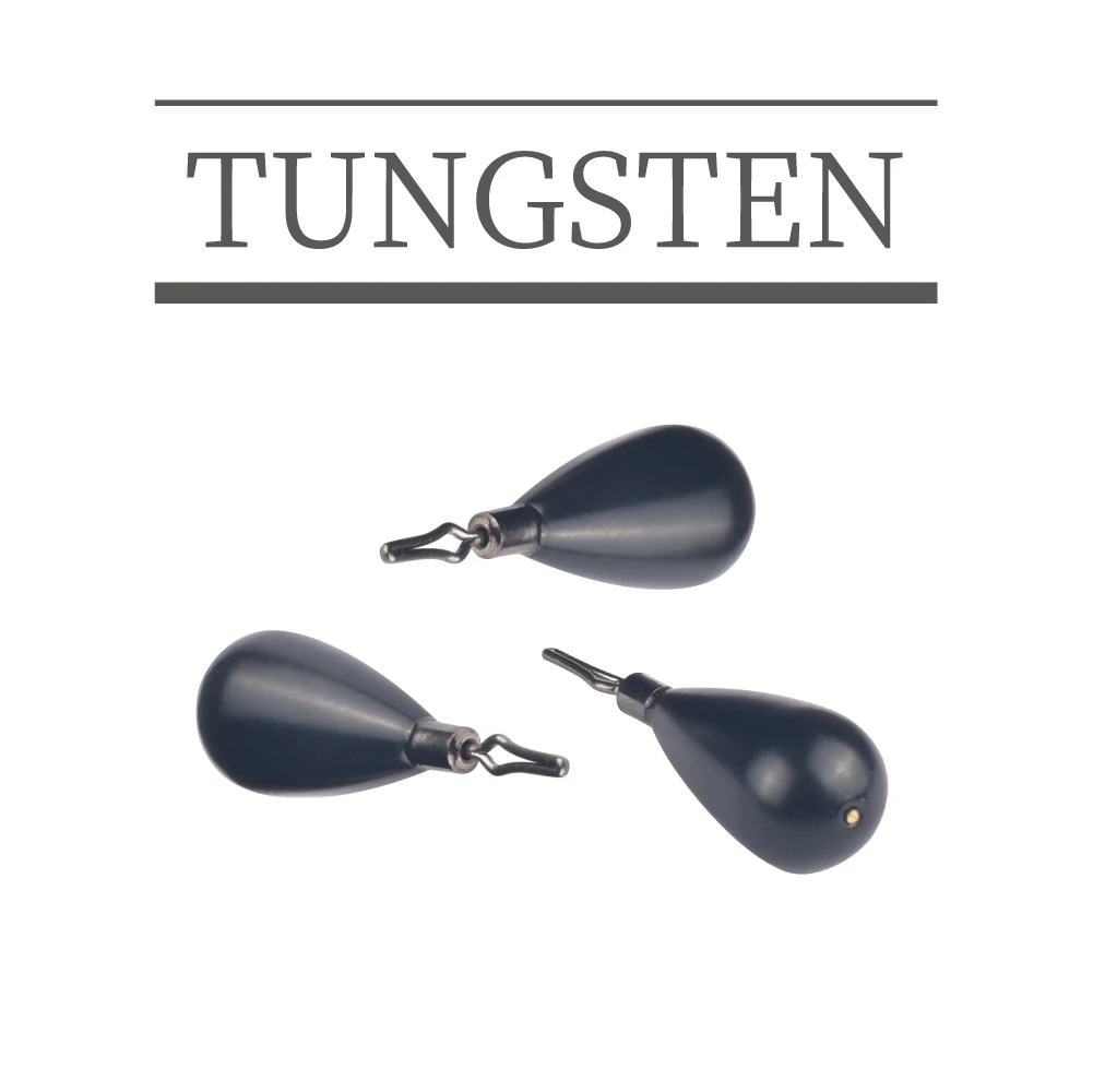 

MUUNN 10PCS Tungsten Teardrop Drop Fishing Sinker ,Weights 1.3g-21g,Rotatable Line Sinkers Hook Connector,(Matt Black)Color