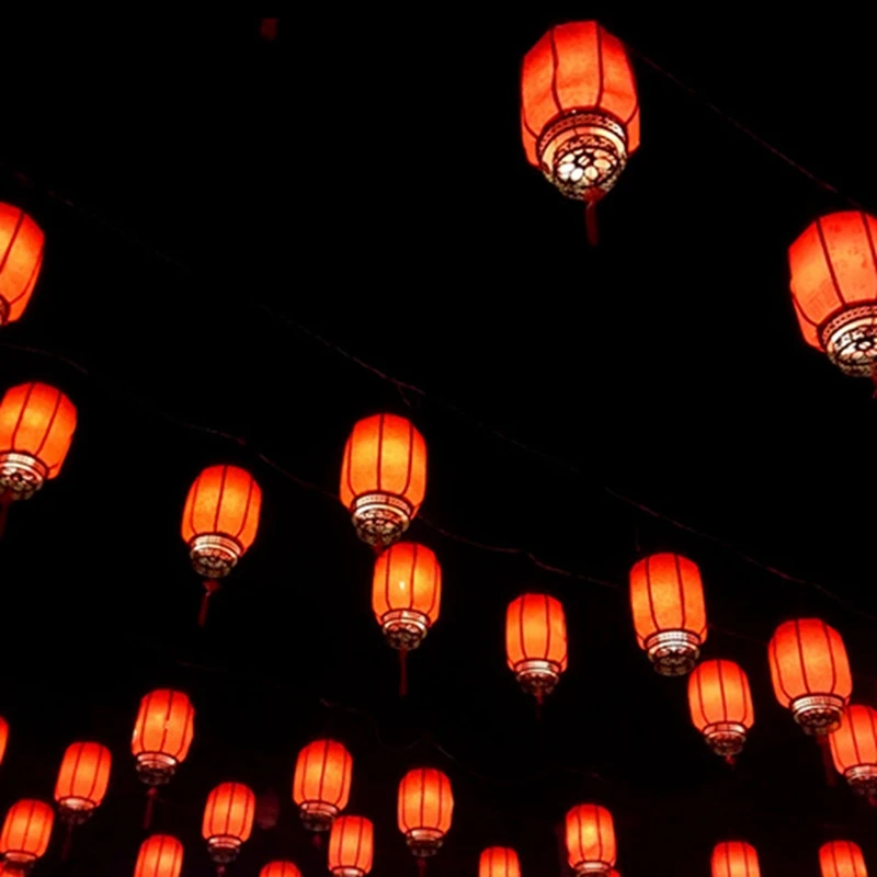 Акция! Уличный светильник на солнечной батарее подвесной китайский красный