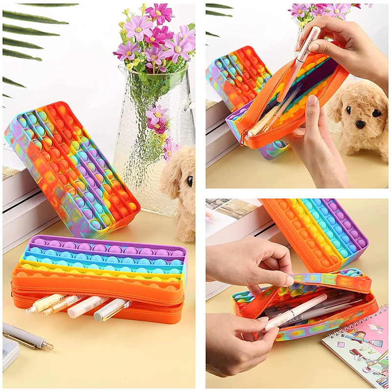 New Pop Push Bubble Fidget  Pencil Case  Pop Stress Reliever Toys  Children Learning  Pencil Case Soft Squishy  Christmas Gifts enlarge