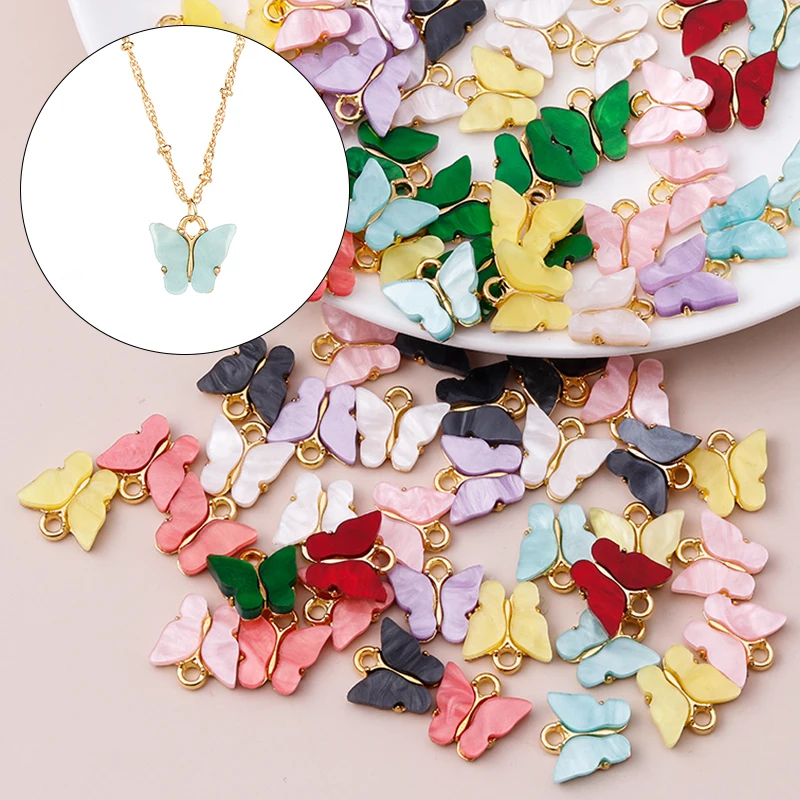 

10 шт./лот красочные акриловые подвески в виде бабочки, милый кулон для изготовления ювелирных изделий, подвески, ожерелья, серьги, «сделай са...