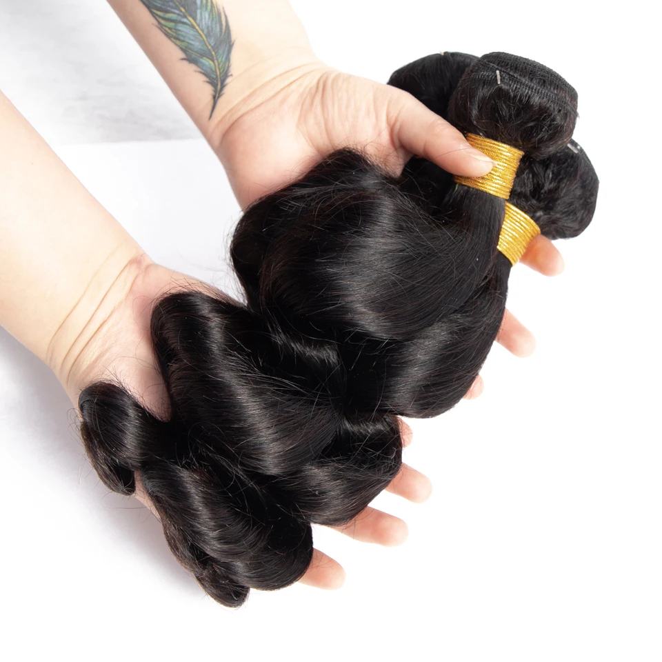 LEVITA свободная волна пряди с закрытием бразильские волосы волос 100% человеческие