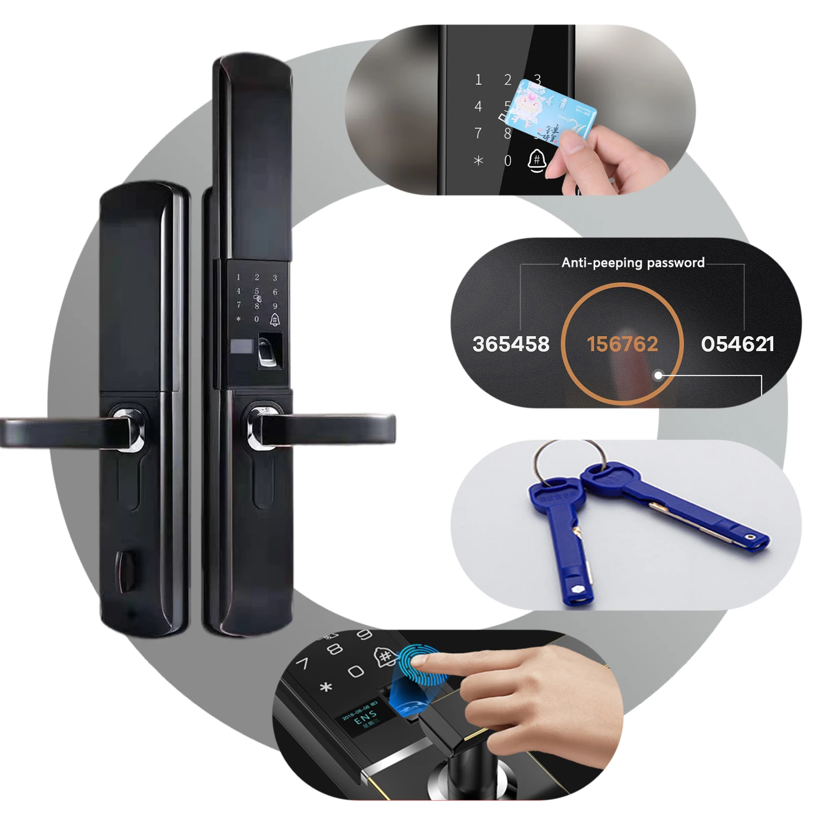 Интеллектуальный биометрический дверной замок со сканером отпечатков пальцев