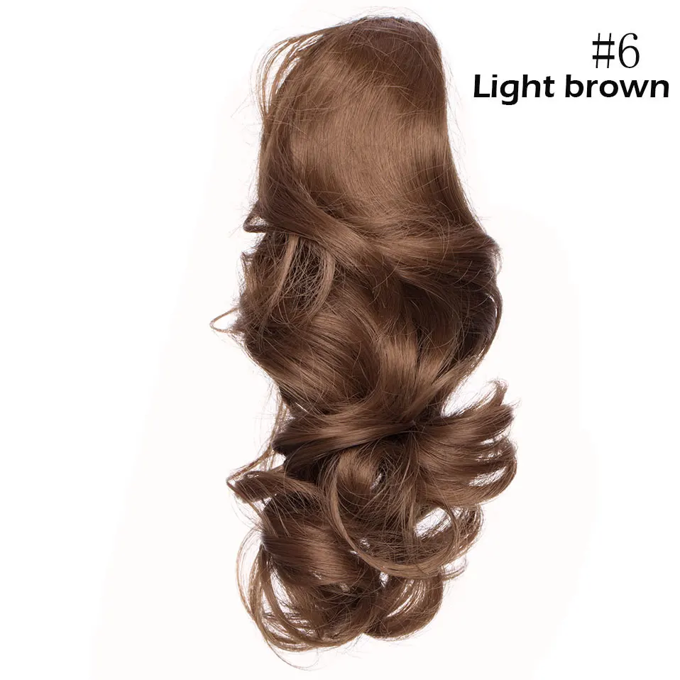 light brown SNOILITE 12 дюймов коготь клип в хвостик волосы удлиняющие синтетические Короткие волнистый хвост волосы для волос стиль шиньон для женщин - Цвет: light brown