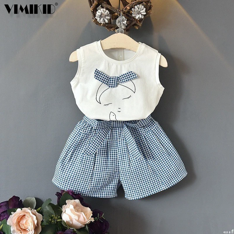 Первый новый комплект с шортами для девочек синий топ в морском стиле полоску