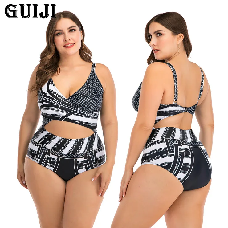 

【GUIJI】Ready Stock 2021One-piece Plus Fertilizer To Increase Woman Swimsuit Big Cup Swimsuit Was Thin Sexy Female Swimsuit