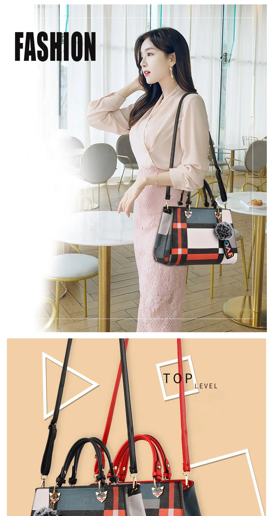 ACELURE Trendy Fashion Patchwork Women Crossbody Bags High Quality PU Leather Female Shoulder Bag with Fur Ball Handbag 4 Colors