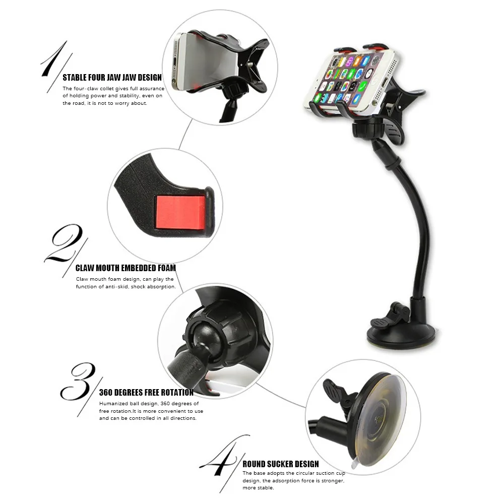 

Car Bracket Holder Auto Black Rearview Mirror 360 degree Rotation GPS Mobile Phone Holder Stand For Xiaomi