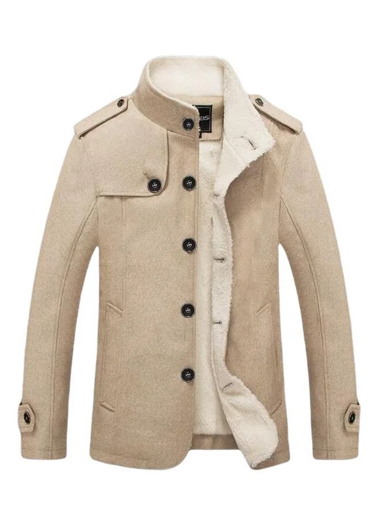 Parkas Men Autumn Winter Outwear Wool Jacket Velvet Warm Thickened Coat Stand Collar Collar Coat Asia Size M-6XL