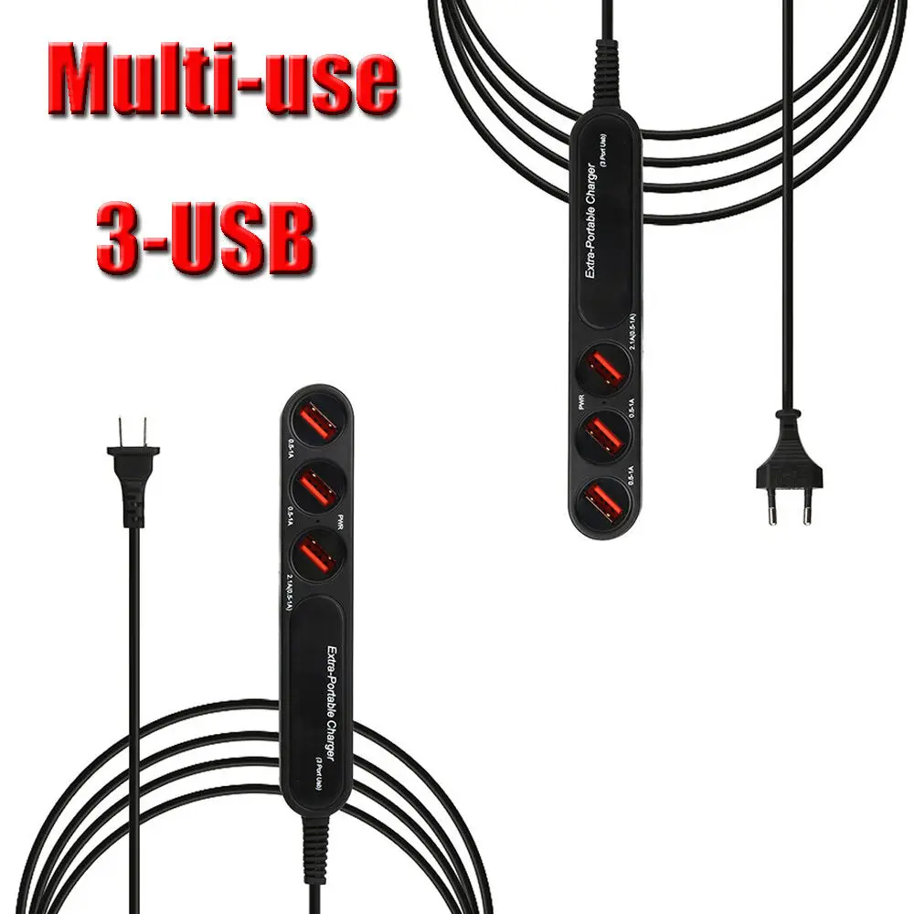 3 Порты и разъёмы портативный usb-концентратор настольное настенное зарядное устройство переменного тока Мощность адаптер US/EU разъем слота для зарядки удлинитель с выключателем