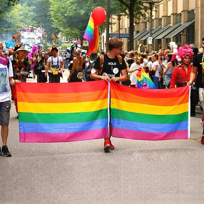 Радужный Флаг 3*5 футов шестицветный флаг геи ЛГБТ гордость с полюсом 2021
