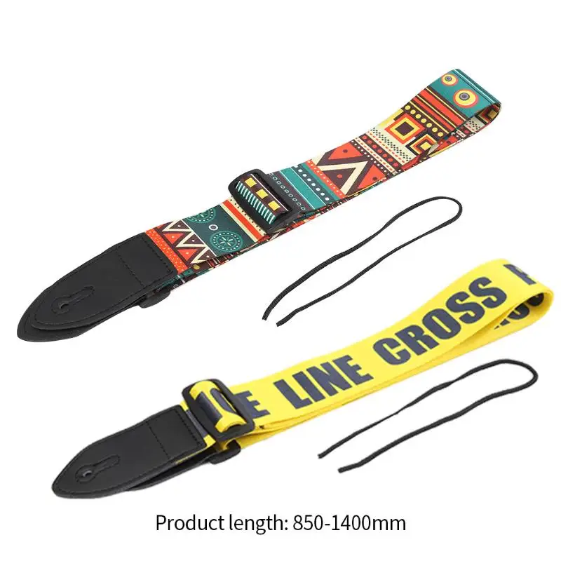 Желтый/Красный Регулируемый полиэстровые гитарные ремни с искусственная кожа