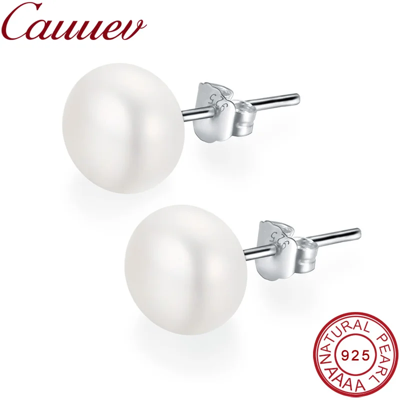 

2021 100% genuine 925 sterling silver real freshwater pink pearl earrings fashion jewelry silver stud earrings for women gift