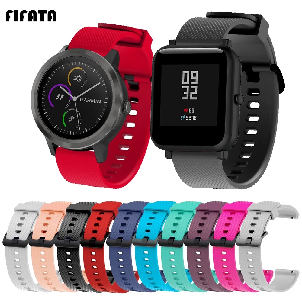

FIFATA 20MM Texture Silicone Watch Strap For Xiaomi Amazfit Bip/GTS/Bip S/Garmin Vivoactive 3/Forerunner 245/245M/Venu Wristband