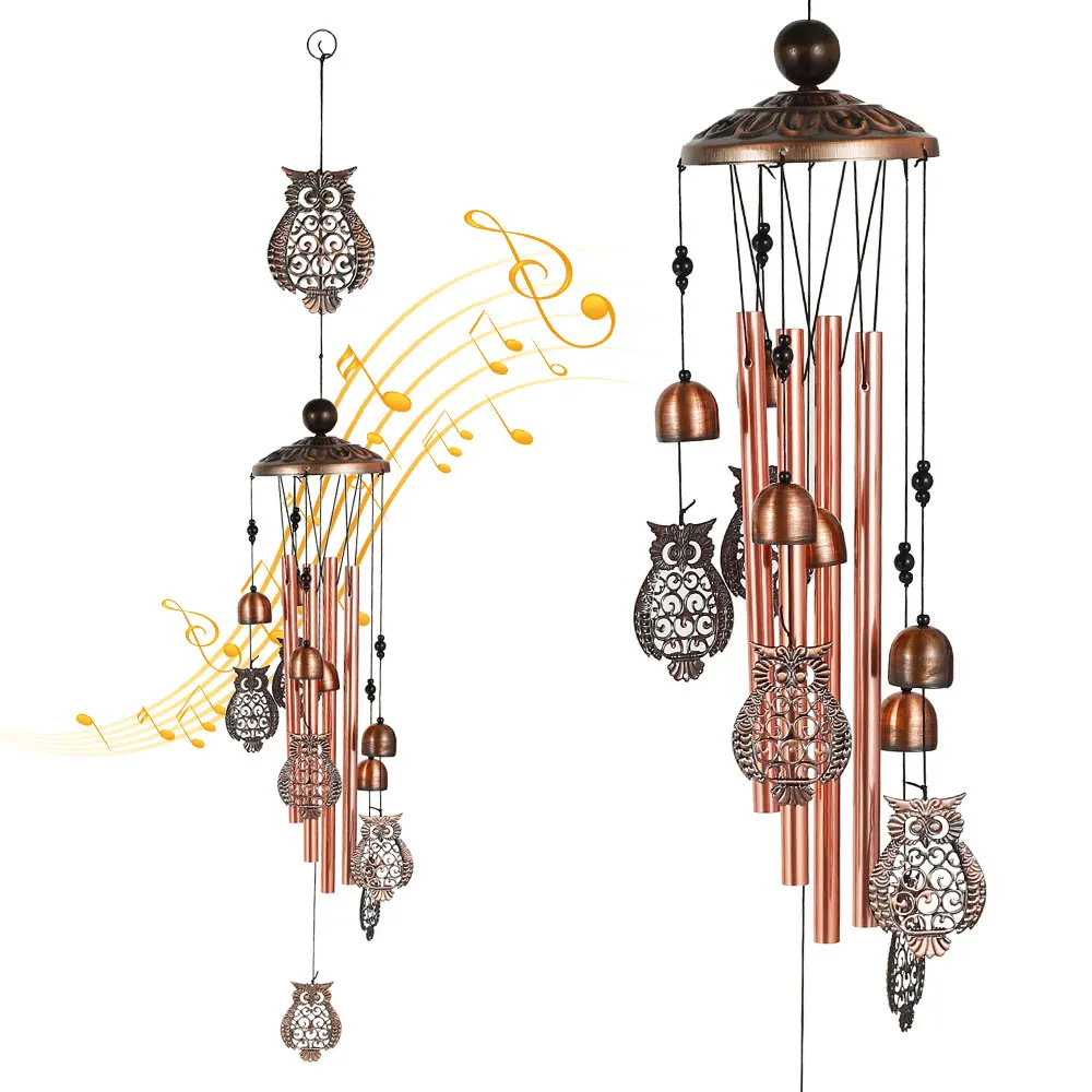 

Outdoor Metal Wind Chimes 4 Tubes Antique Copper Owl Wind Chimes Bells Wall Hanging Living Bed Home Decoration