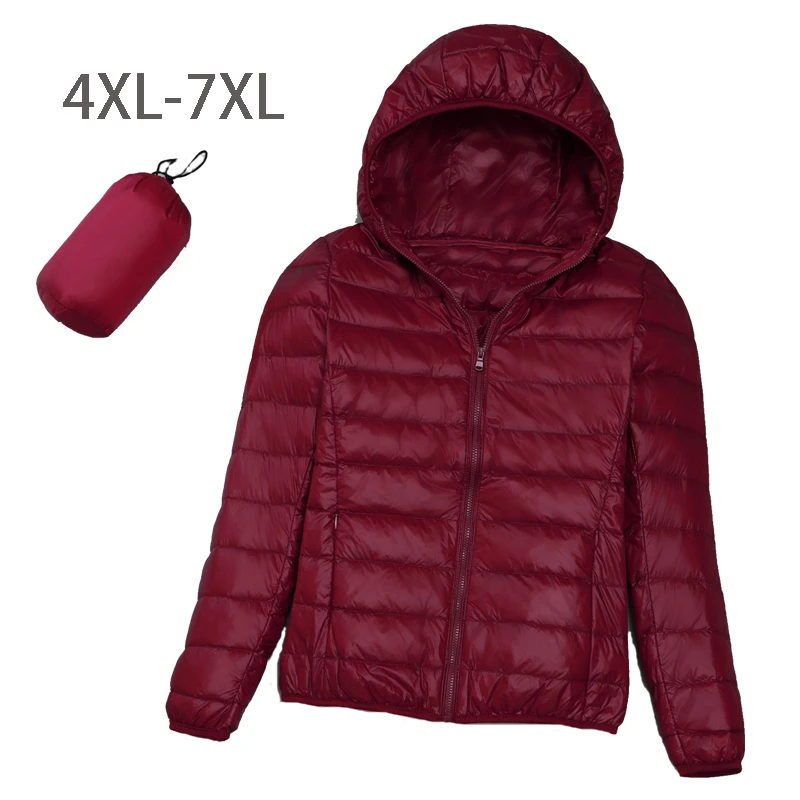 Весенний осеннийзимний женский пуховик 4XL 7XL с капюшоном. Белая утиная пуховая