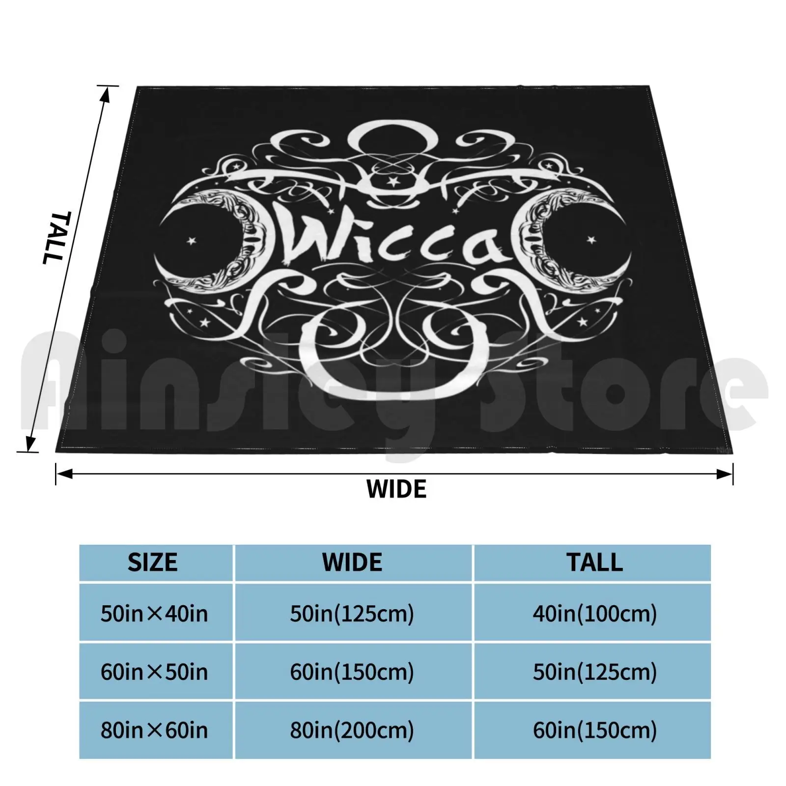 Одеяло Wicca с тройной луной модное сделанное на заказ Wiccan волшебное мистическое