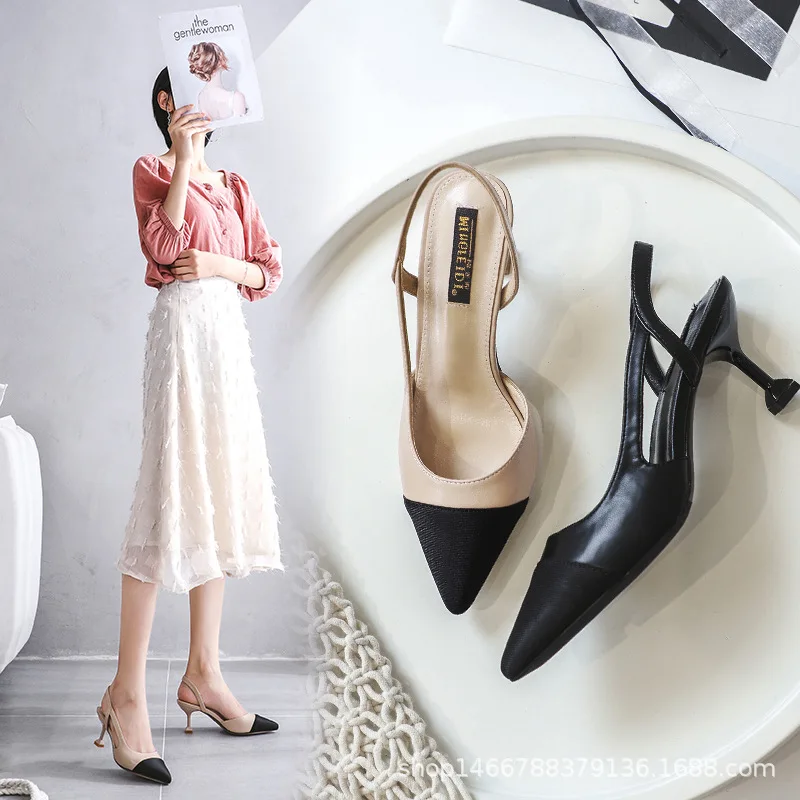 Обувь женские туфли лодочки на высоком тонком каблуке 6 см с ремешком пятке