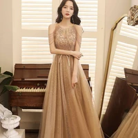 long prom dress 2022 ssleeveless tulle formal party gown robe de soiree