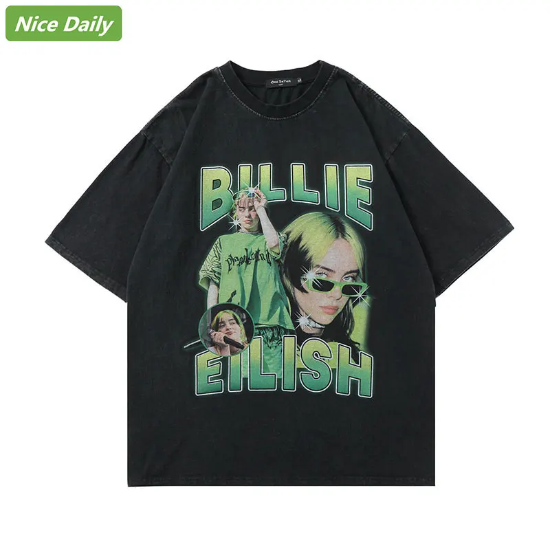

Футболка NiceDaily в стиле ретро для мужчин и женщин, хлопковая хипстерская рубашка с принтом персонажа Билли, в стиле хип-хоп, рэпера, с коротким...
