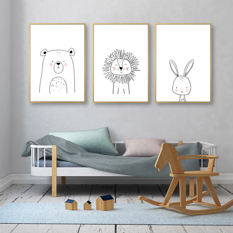 Скандинавский абстрактный минимализм детская комната Фреска милый мультфильм