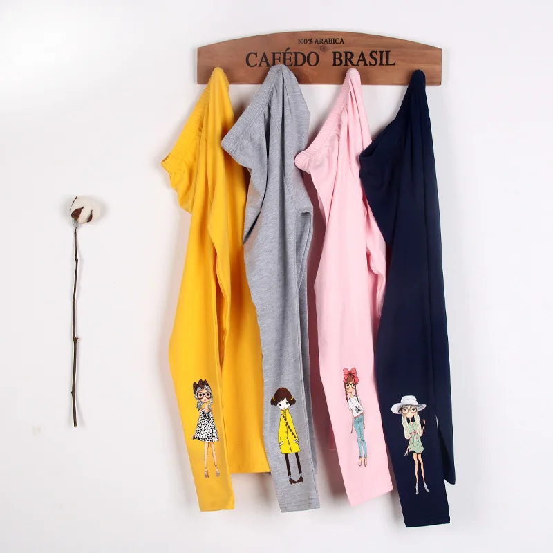 Леггинсы для девочек с мультяшным принтом разноцветные Хлопковые Штаны отдыха