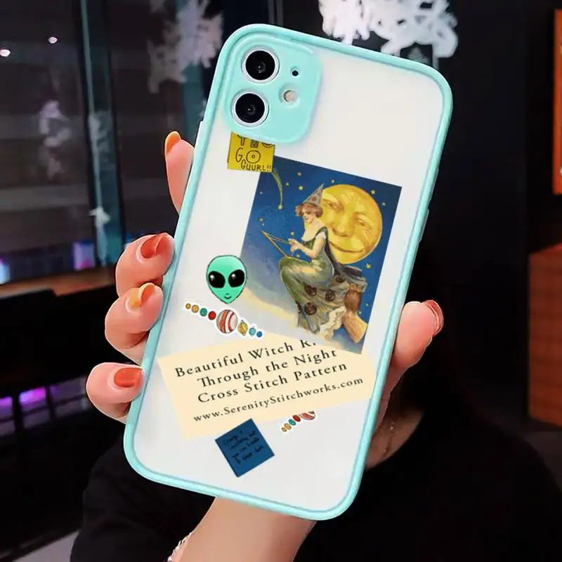 

Painting Memo retro art aesthetics ins Phone Case Matte transparent For blue iPhone 12 Mini 11 Pro XR XS Max 7 8 Plus X Cover