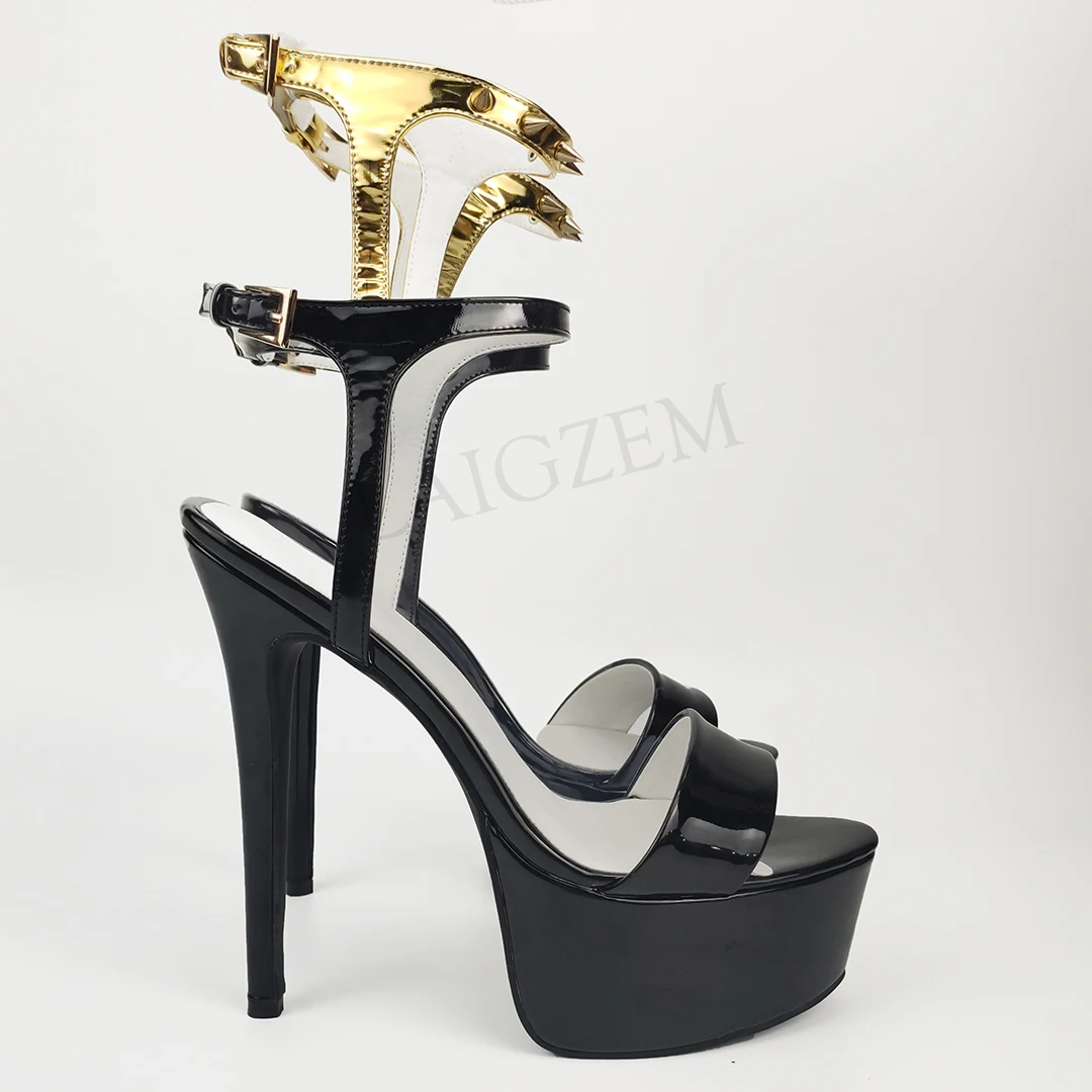 

BERZIMER Studded Women Platform Sandals High Heels Stiletto Zapatos Hombre Pumps Ladies Shoes Woman Summer Big Size 44 45 50 52