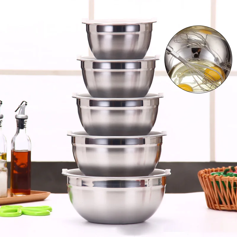 

Lid Portable Practical Stainless Steel Bowl Salad Bowl Mixing Bowl Kitchen Food Pot Cooking Tools Lunch Boxes Dining Bowls Cover