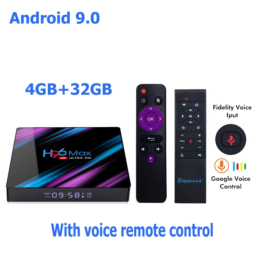4G 32G MT12 Смарт ТВ-приставка H96max Android 9,0 Google Assistant 4K Dual Wifi BT Netflix медиаплеер Play Store бесплатное приложение быстрая приставка - Цвет: 4G 32G MT12