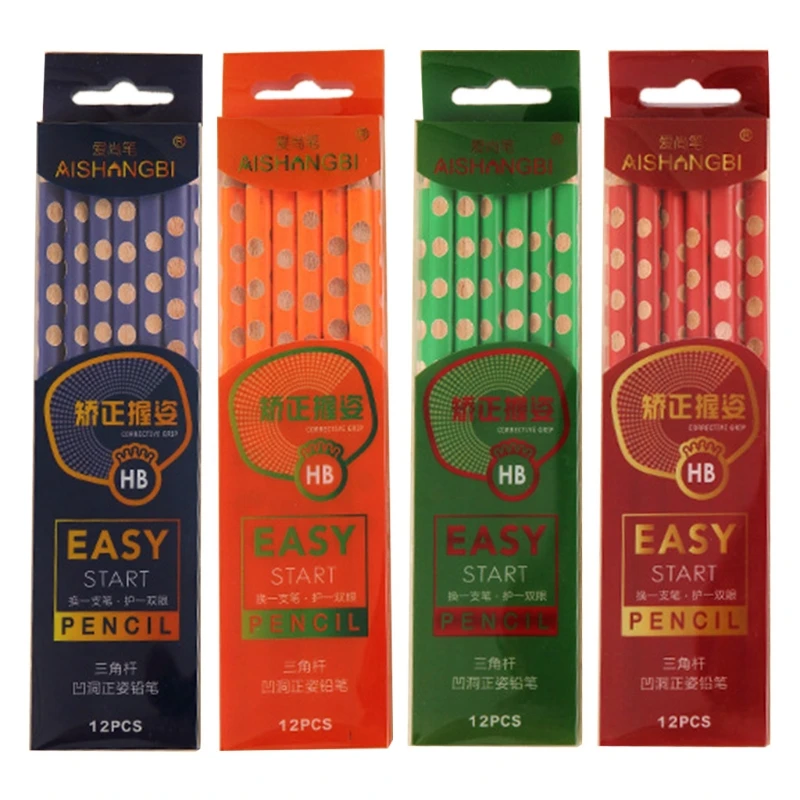 12 шт треугольная HB корректирующая ручка деревянные карандаши дети канцелярские