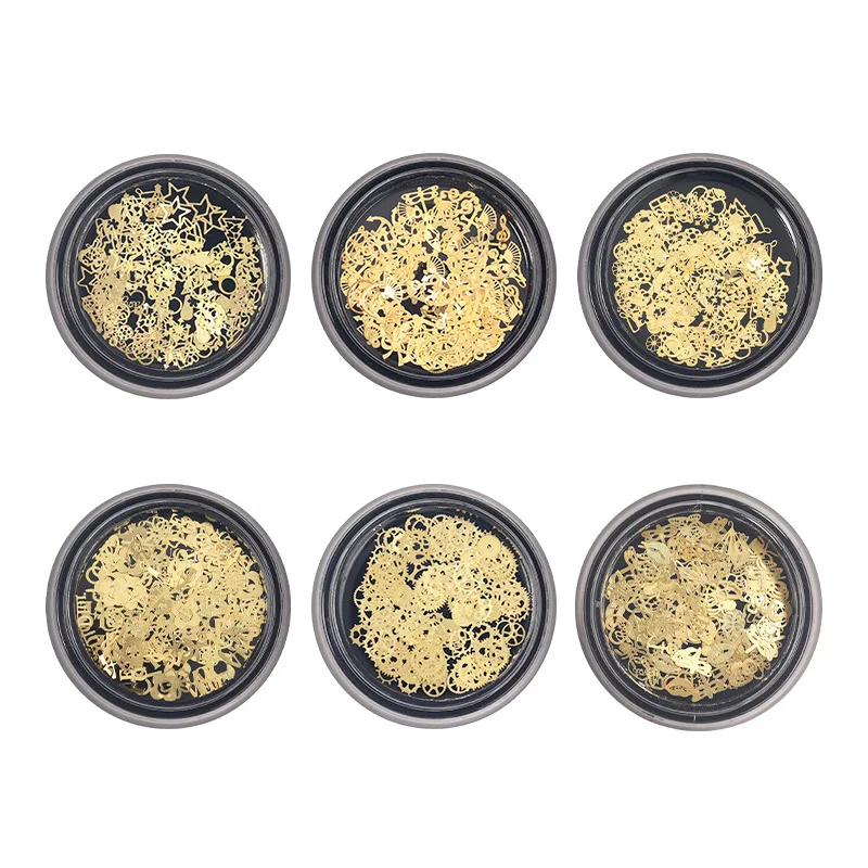 

Japanese nail ornaments hollow ultra thin metal chip computer chip time gear Christmas nail decoration 100 pieces