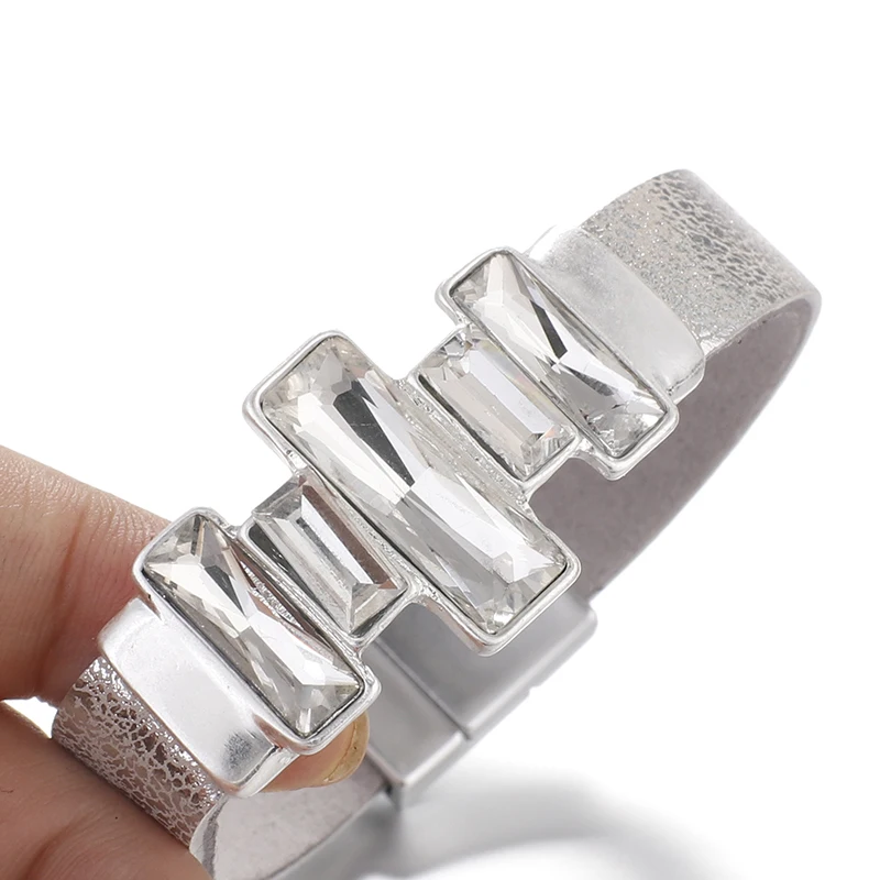ALLYES Bling кожаный браслет с кристаллами для женщин Богемские минималистичные