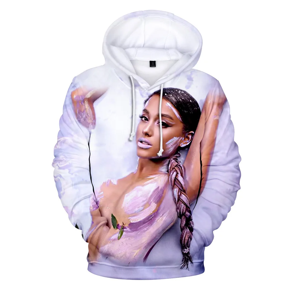 Хлопковая толстовка с капюшоном Ariana Grande 3D Новое поступление на осень-зиму Модный