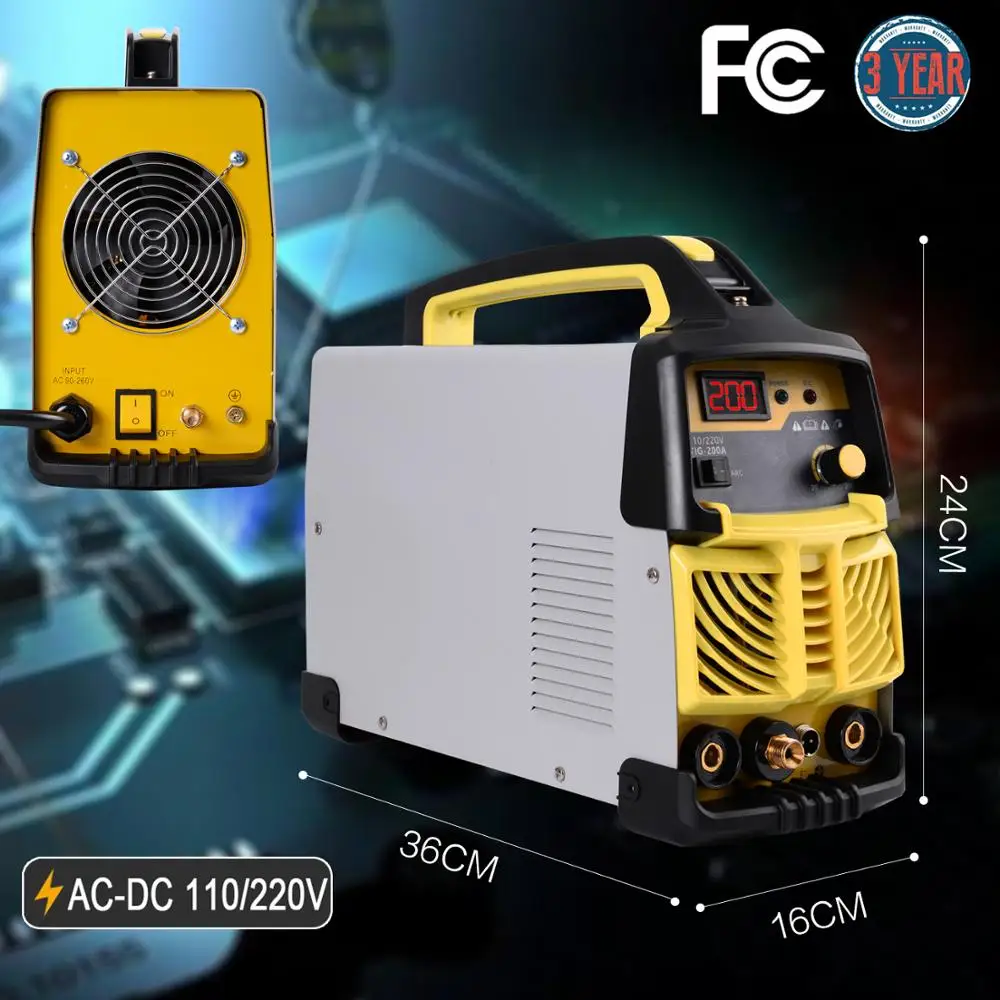 Сварочный аппарат Tig 200 ампер HF TIG & MMA Портативный (220В ± 15%) инверторный для