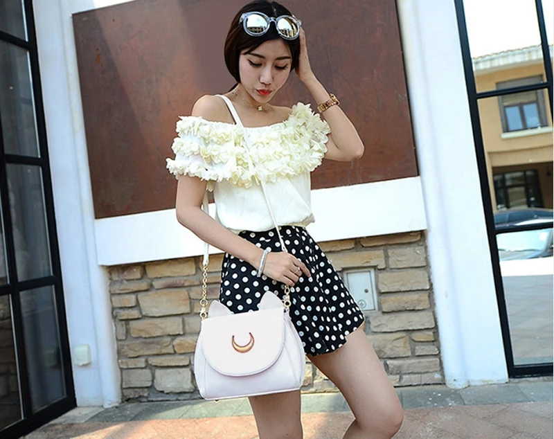 

Summer Sailor Moon Ladies Handbag Black Cat Shape Chain Shoulder Bag PU Leather Women Messenger Crossbody Small Bag women bag