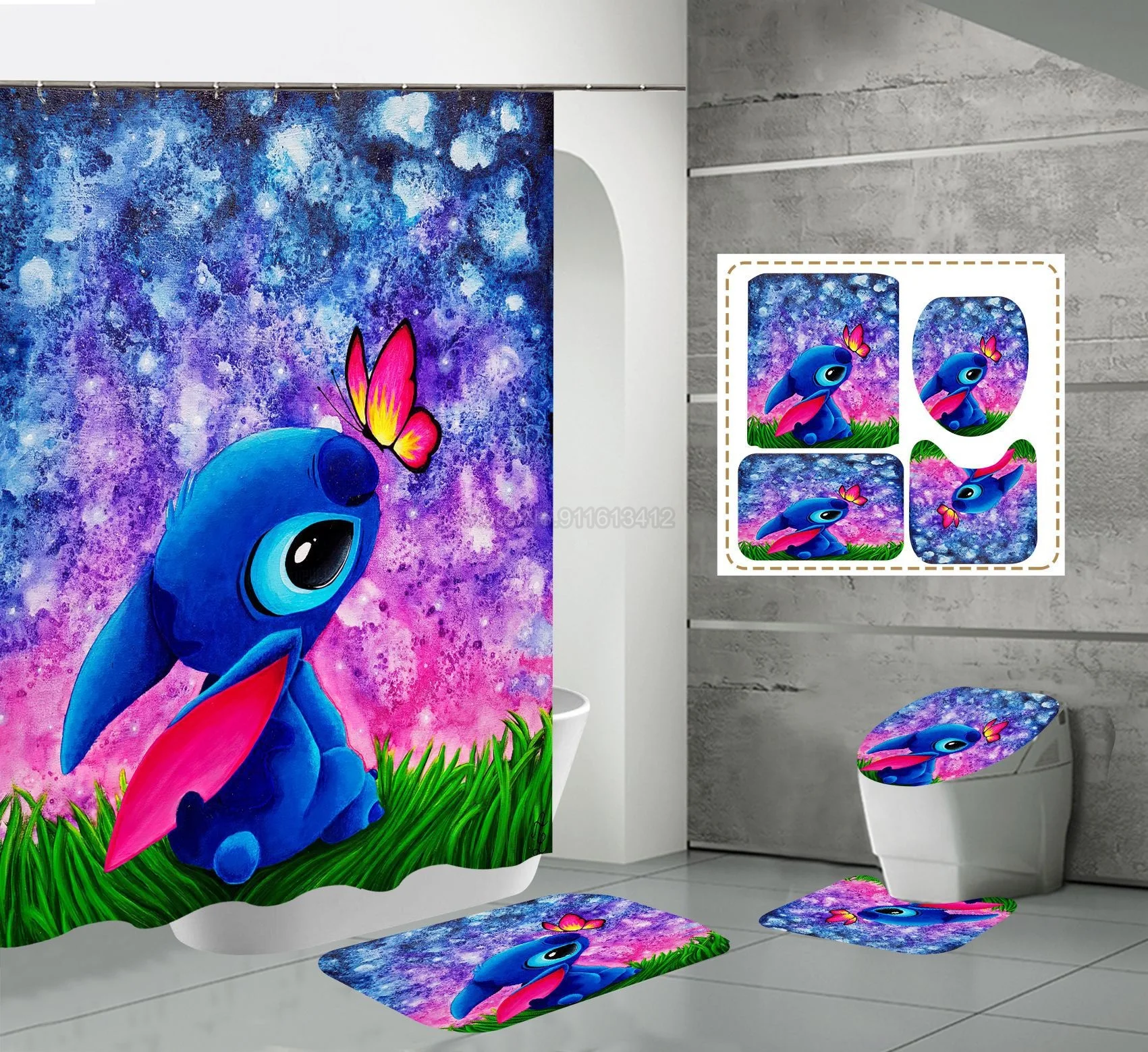 Водонепроницаемая душевая занавеска Disney для ванной мультяшный нескользящий