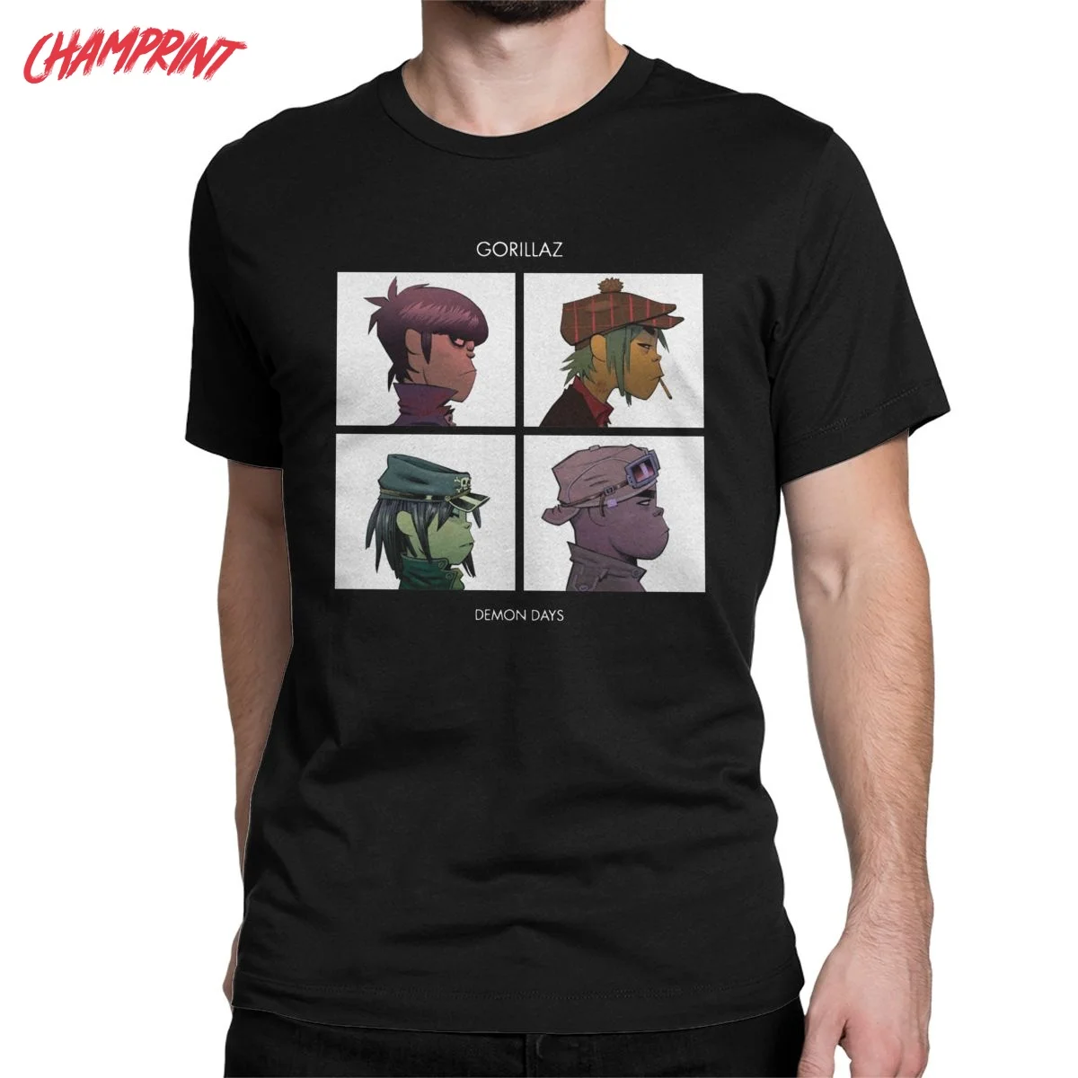 Музыкальная Группа Gorillaz Demon Days мужские футболки из чистого хлопка с круглым