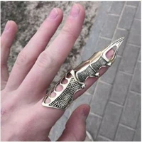 personalized bendable joint nail cover rings for women retro punk hollow exaggerated rings for men alloy jewelry ring cover