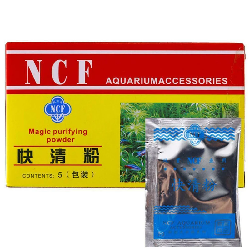 

5pcs Aquarium Water Clarifier Fish Tank Water Purifying Powder for Freshwater and Saltwater 30g LA