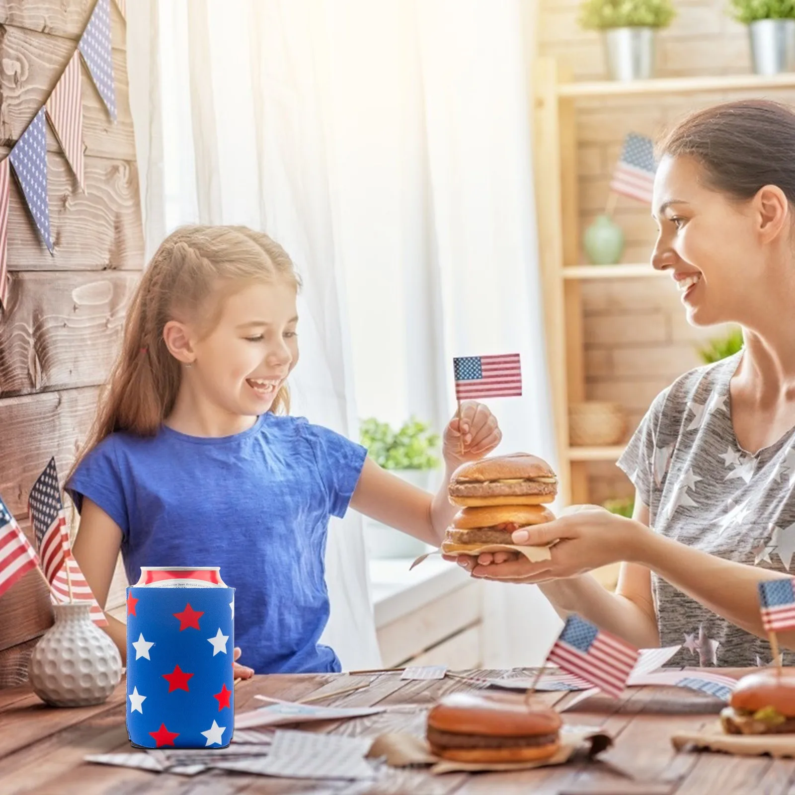 American Flag Can Cooler Sleeves Neoprene Beer Coolies for Cans Collapsible 6PC great BBQ sporting events TV night ect | Дом и сад