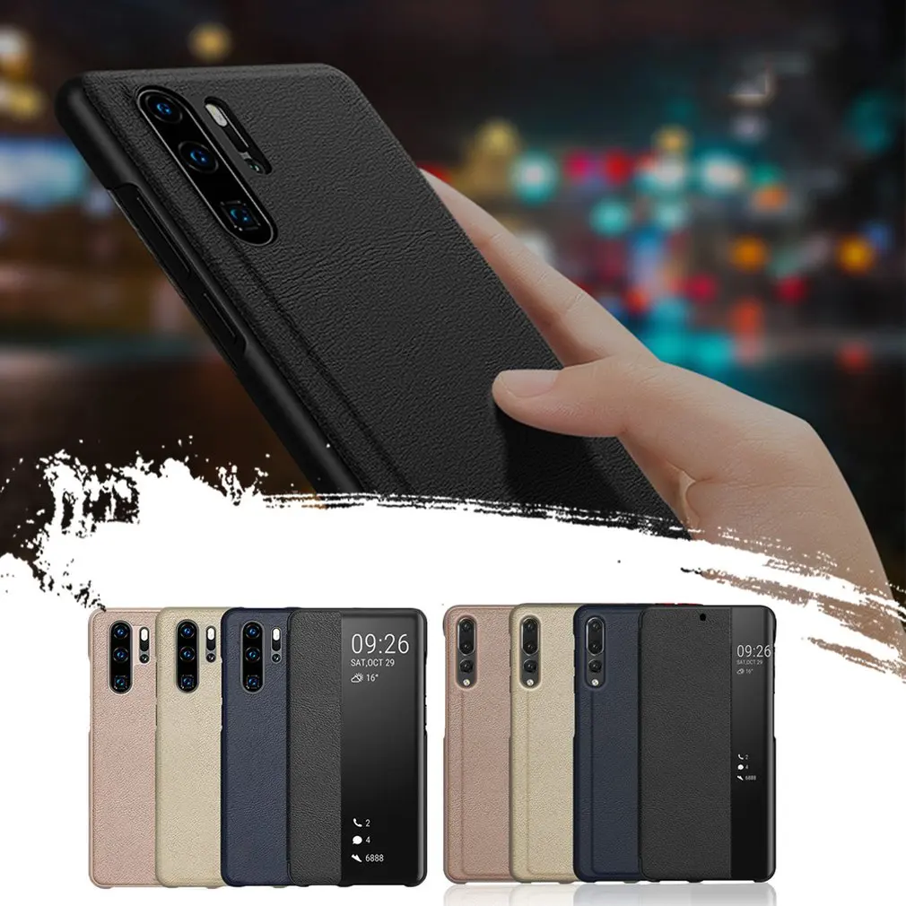 

Smart View Phone Case For Huawei P20 P30 Pro Leather Flip Cover For Huawei P30 P20 Pro Case capa touch Smart Leather Cases