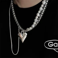 punk girl choker tasselled clavicle chain new tide cool heart pendant pearl necklace for women fashion jewelry gifts accessories
