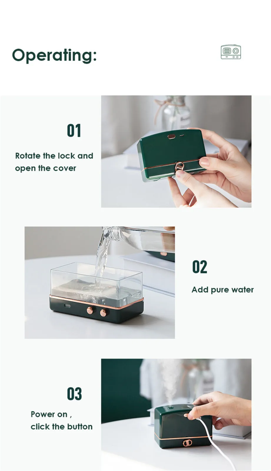 40 # увлажнитель диффузор для эфирных масел маленький радио Тип в ретро-стиле