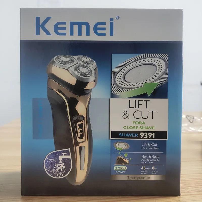 Перезаряжаемая Водонепроницаемая профессиональная бритва Kemei для бороды мужчин