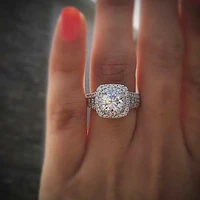 14k white gold color moissanite ring for women square anillos bizuteria wedding bague gemstone white diamond jewelry rings box